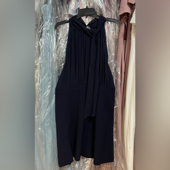 Vince Camuto Women's Chiffon Bow Neck Signature Crepe A-Line Dress - Picture 4 of 5